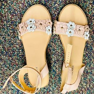 Belladia girls sandals with decorative flowers size 3 pink